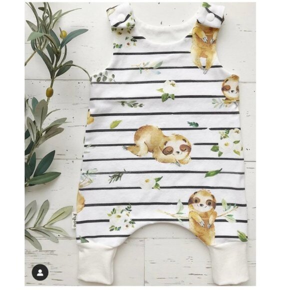 Lucydawn | "Sloths & Stripes" Sleeveless Romper | Size 3-6 Months - Picture 1 of 8
